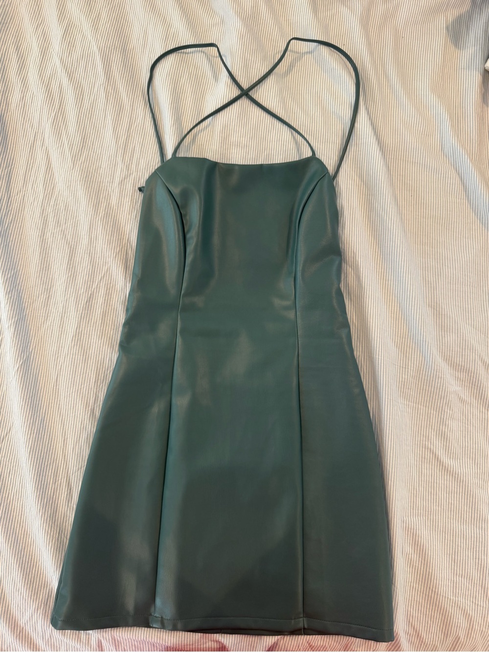 PacSun Teal Satin Mini Dress with Cross Straps